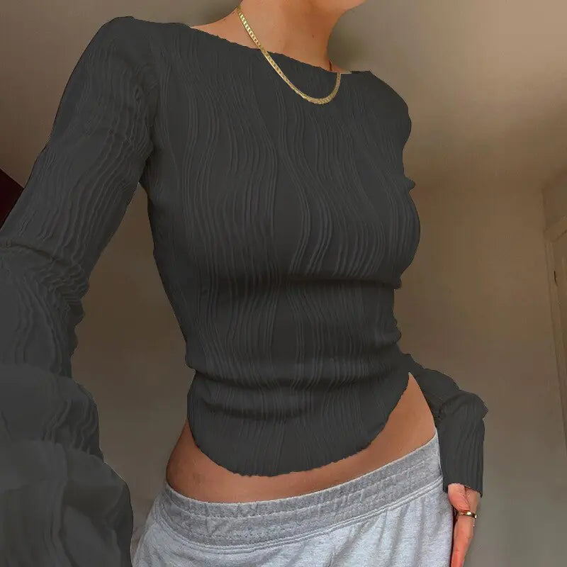 Long Sleeve Wavy Top