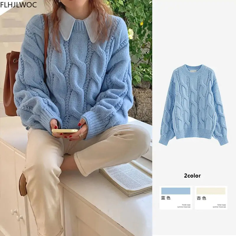 Knitted Braid Pullover Sweater