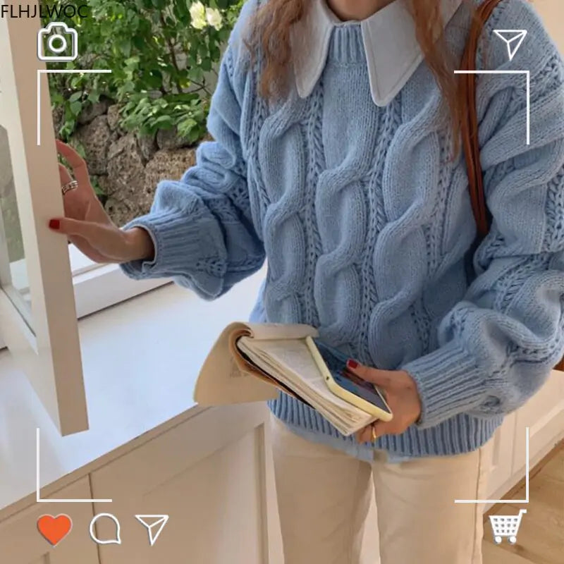 Knitted Braid Pullover Sweater