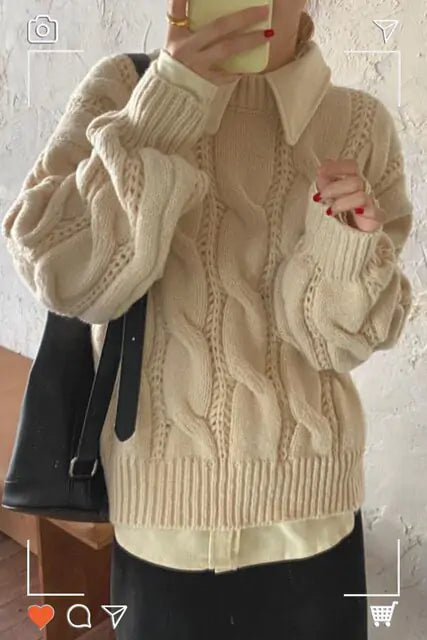 Knitted Braid Pullover Sweater