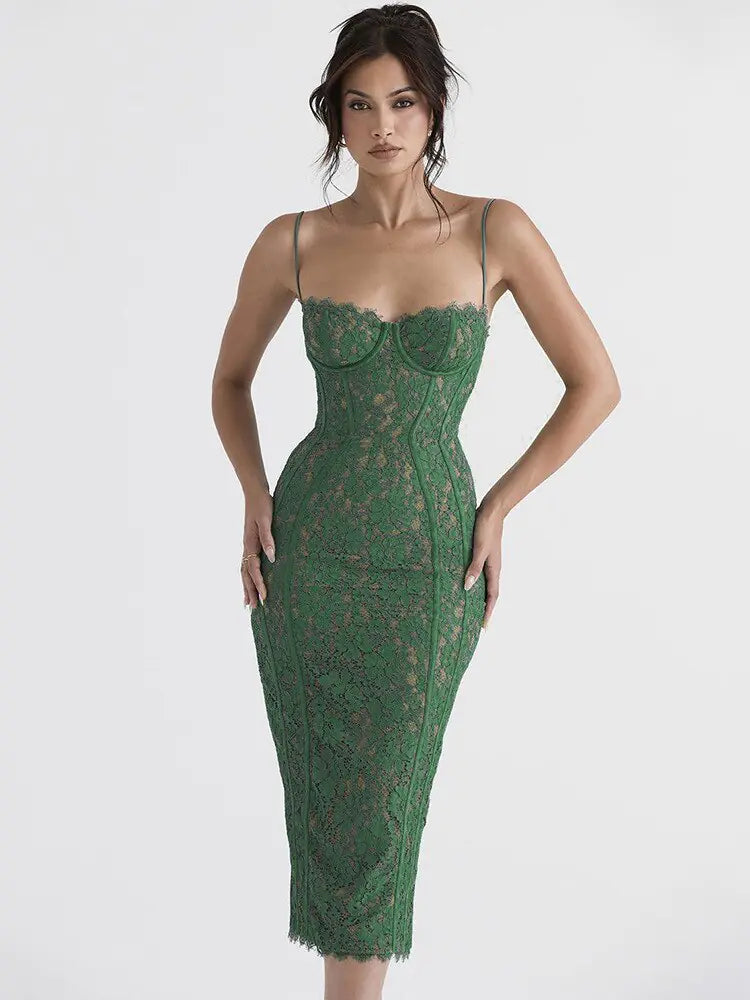 Elegant Lace Midi Dress