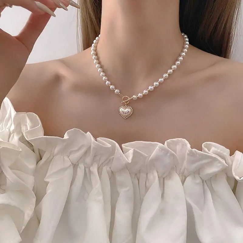 Heart Shaped Pearl Necklace