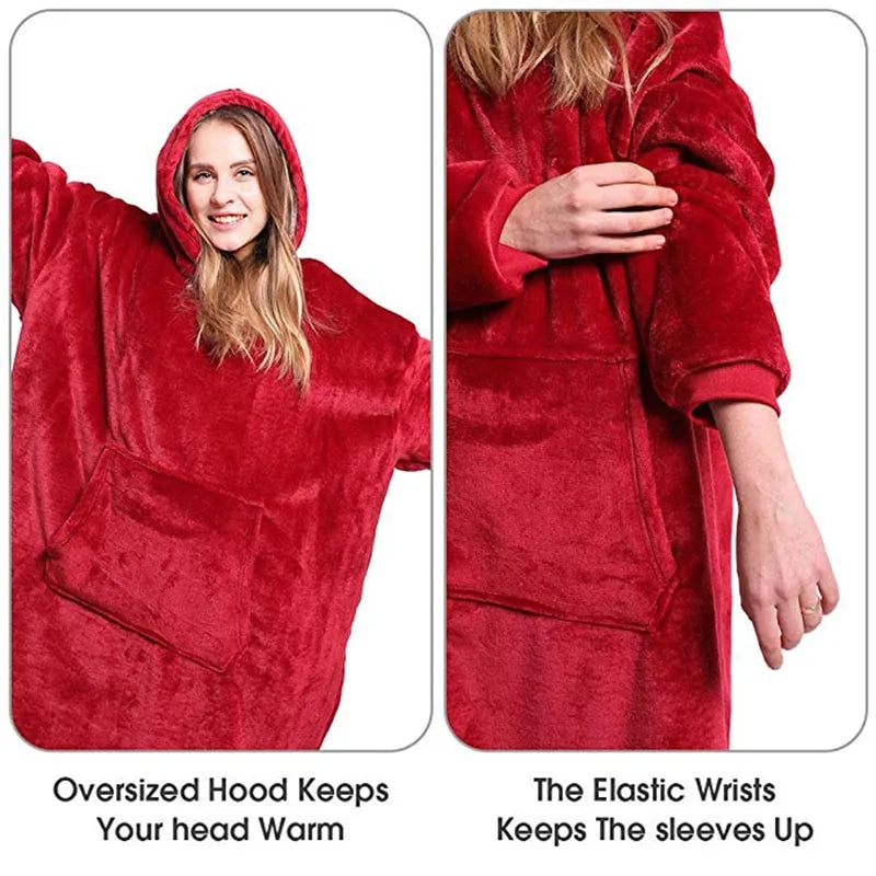 Fleece Sherpa Blanket with Sleeves