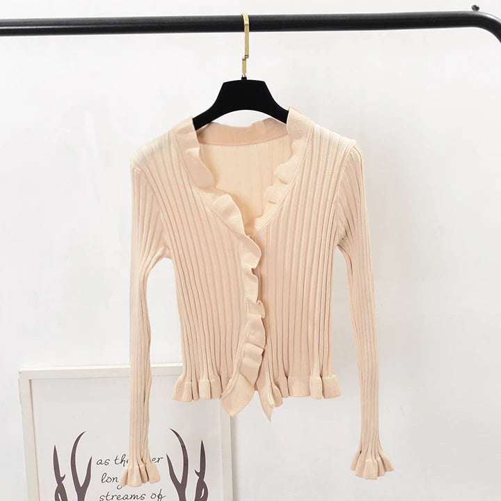 Women Ruffles Sweaters Cardigans