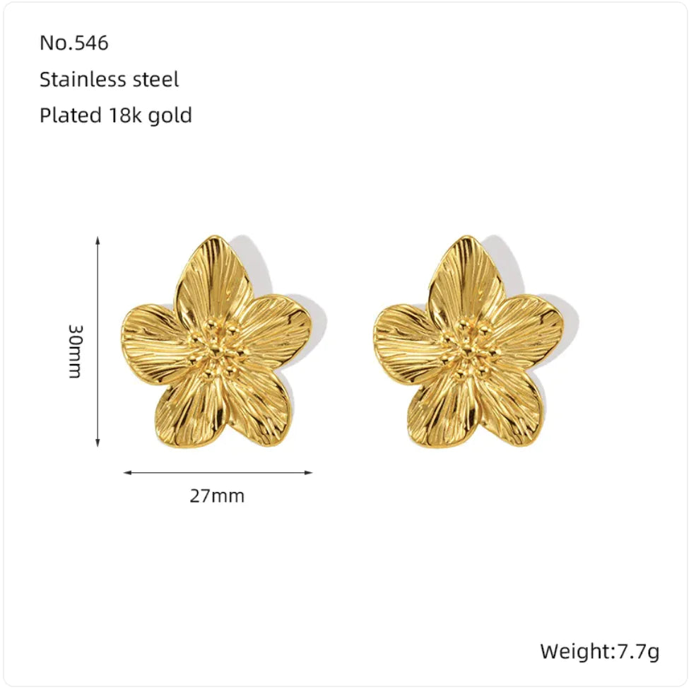 Gold Petal Stud Earrings