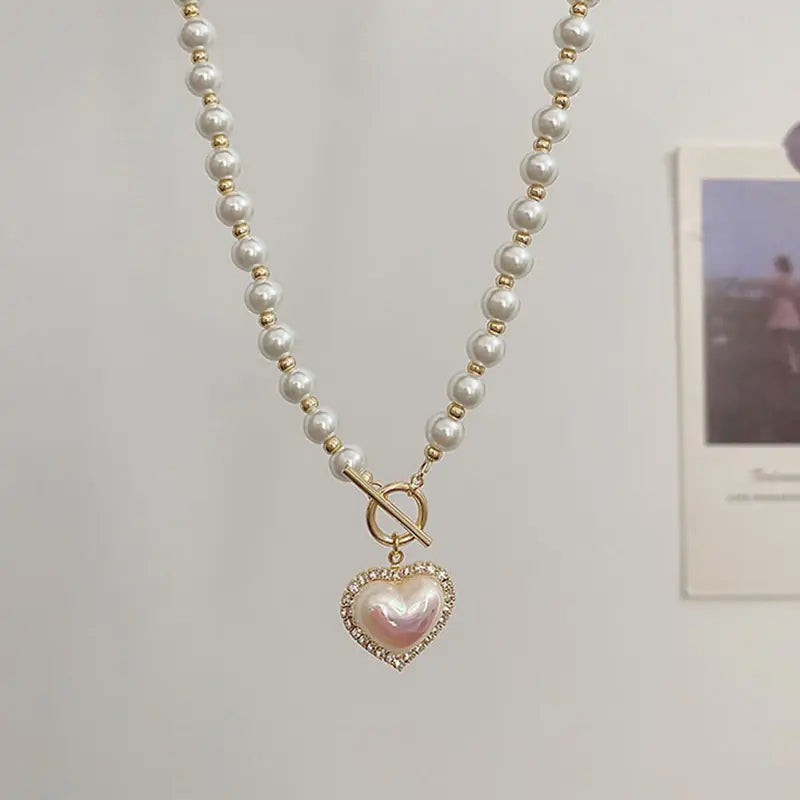 Heart Shaped Pearl Necklace