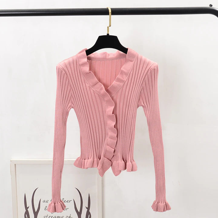 Women Ruffles Sweaters Cardigans