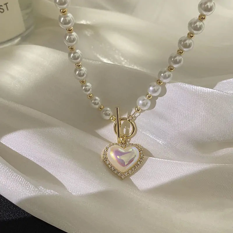 Heart Shaped Pearl Necklace