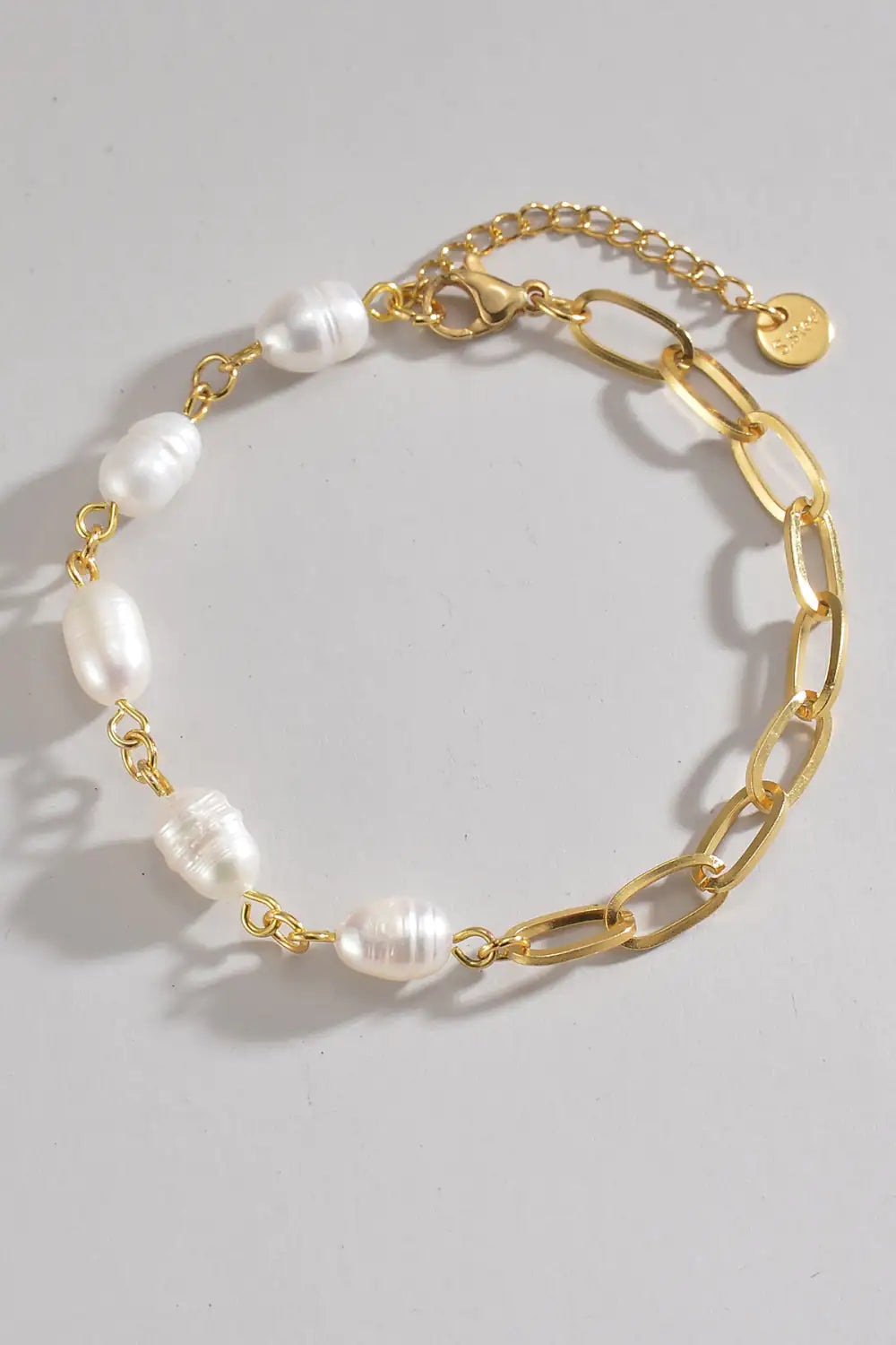 Pearl & Chain Stainless Steel Bracelet