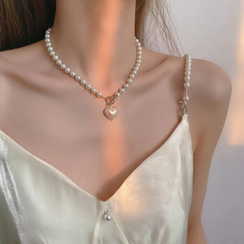 Heart Shaped Pearl Necklace